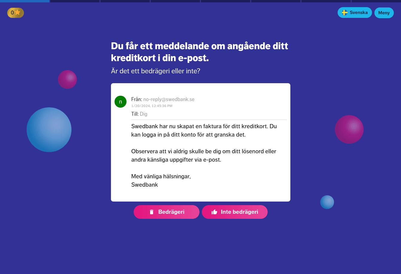 Quizfråga i Nätklok med mejlinnehåll